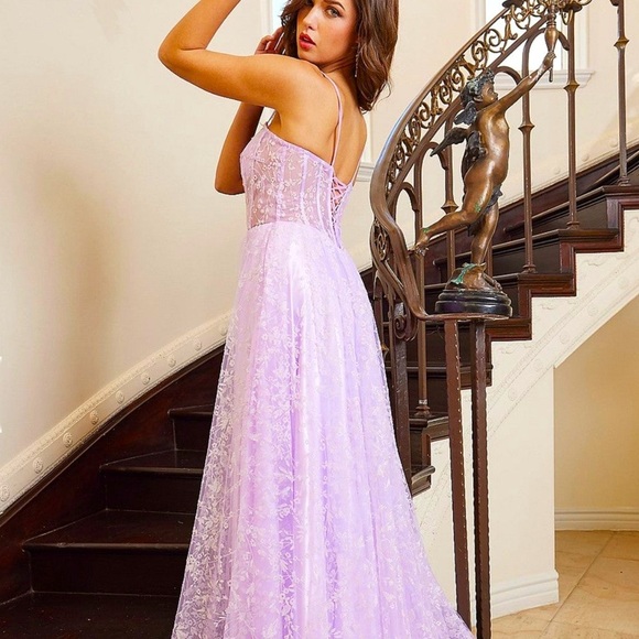 ADORA Dresses & Skirts - Floral Embroidered Corset A-line Gown by Adora 3095 Size XL